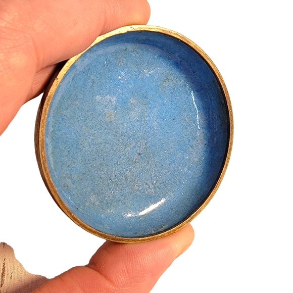 Antique 19th C. Japanese Cloisonné Sparkle Mica Phoenix Round Jewlrey Box Rare - Picture 8 of 11